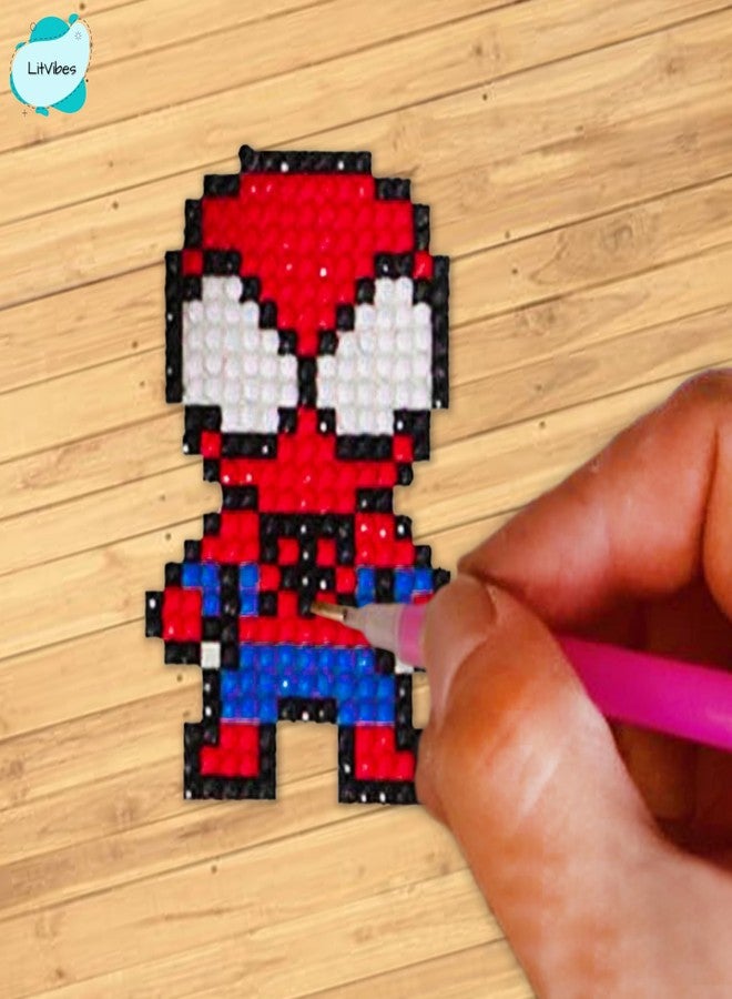 LitVibes DIY Diamond Painting 5D Stickers,Mosaic Diamond Stickers Art and Craft kit for Kids & Children - (Superhero) - Image 5